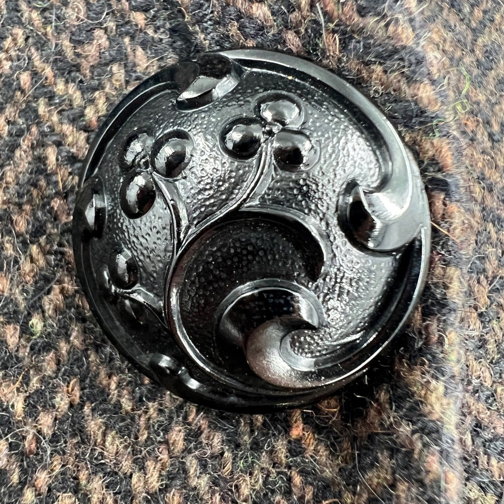 Flax Jeanne Engelhart Herringbone Wool Tweed‎ Coat Velvet Collar Retro Size S - Picture 5 of 9